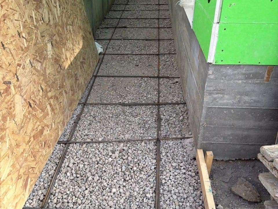 Concrete driveway and walkway